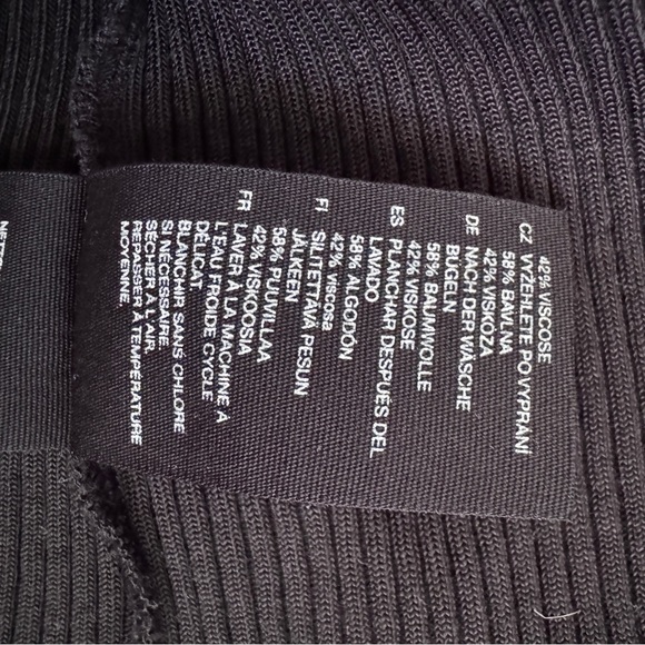 & Other Stories black Long Sleeve Rib Maxi Sweater Dress with side slit size 6 - Picture 9 of 11